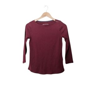 Charter Club Burgundy Petite Button Knit Top